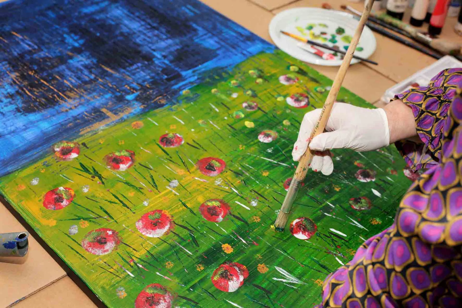 Salutation en couleurs - Farbengruss - Color greeting - 2024
70cm x 70cm Acrylique, craie, spatule, raclette sur toile